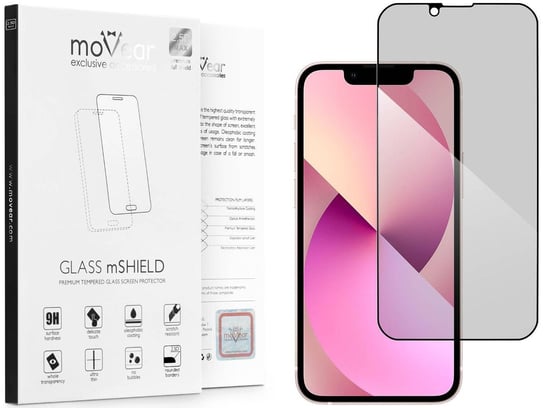 moVear 2.5D MAX privacy - Prywatyzujące szkło hartowane do Apple iPhone 13 Mini (5.4") na Cały Ekran | antySpy, do etui, fullGlue, 9H moVear