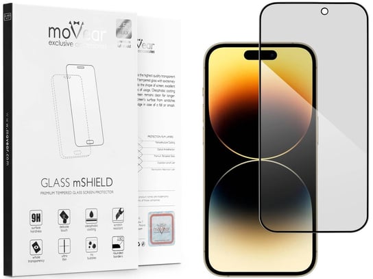 moVear 2.5D Max Privacy - Prywatyzujące Szkło Hartowane Do Apple Iphone 14 Pro (6.1") Na Cały Ekran | Antyspy, Do Etui, Fullglue, 9H moVear