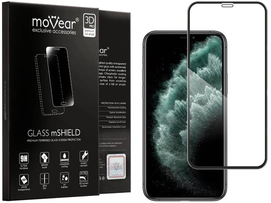 moVear 3D PRO-E - Szkło hartowane do Apple iPhone 11 Pro / Xs / X (5.8") na Cały Ekran | Do Etui, fullGlue, 9H moVear