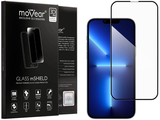 moVear 3D PRO-E - Szkło hartowane do Apple iPhone 13 Pro Max (6.7") na Cały Ekran | Do Etui, fullGlue, 9H moVear