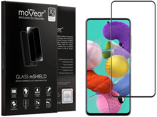 moVear 3D PRO-E - Szkło hartowane do Samsung Galaxy A51 (6.5") na Cały Ekran | Do Etui, fullGlue, 9H moVear