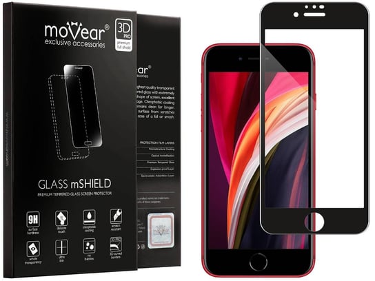 moVear 3D PRO - Szkło hartowane do Apple iPhone SE (2022 / 2020) / 8 / 7 (4.7") na Cały Ekran | Premium, fullGlue, 9H moVear