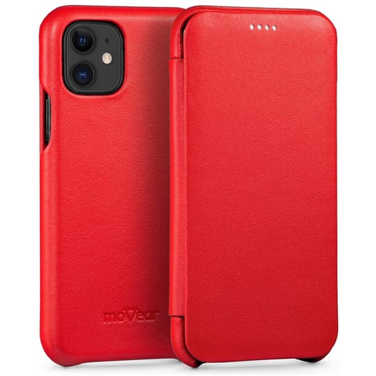 moVear flipSide S - Skórzane etui do Apple iPhone 11 (6.1") | Pokrowiec slim case, Skóra naturalna nappa (Czerwony) moVear