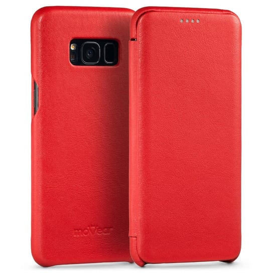 moVear flipSide S - Skórzane etui do Samsung Galaxy S8 (5.8") | Pokrowiec slim case, Skóra naturalna nappa (Czerwony) moVear