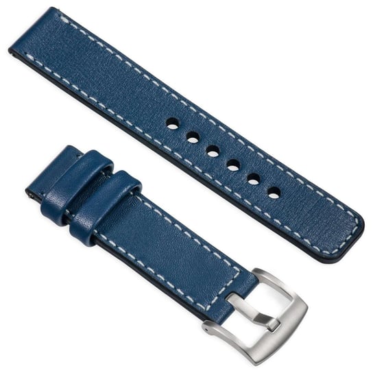 moVear uStrap C1 20mm (M/L) Skórzany pasek do zegarka / smartwatcha | Granatowy ze srebrnym przeszyciem moVear
