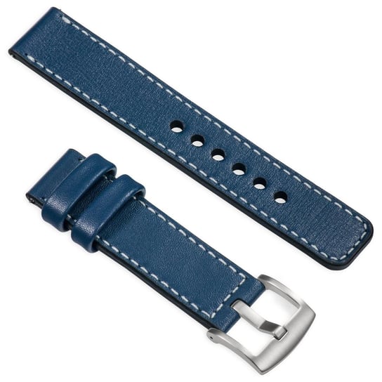 moVear uStrap C1 22mm (M/L) Skórzany pasek do zegarka / smartwatcha | Granatowy ze srebrnym przeszyciem moVear
