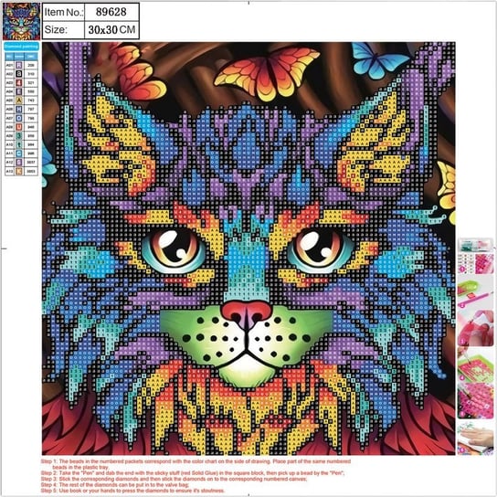 Mozaika Diamentowa 5D, 30x30 cm, Cat Panta Plast