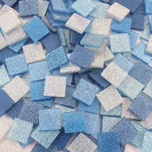 Mozaika glitter niebieska 10x10 mm - 190 sztuk Folia