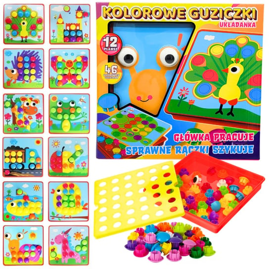 Mozaika Układanka Guziczkowa Montessori Edukacyjna Guziczki Duże Kolorowe Inna marka