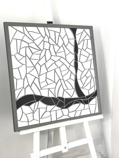 Mozaika z luster Szara Abstrakcja FARFA, lustro z kawałków, dekoracja ścienna ręcznie robiona / FARFA Inna marka