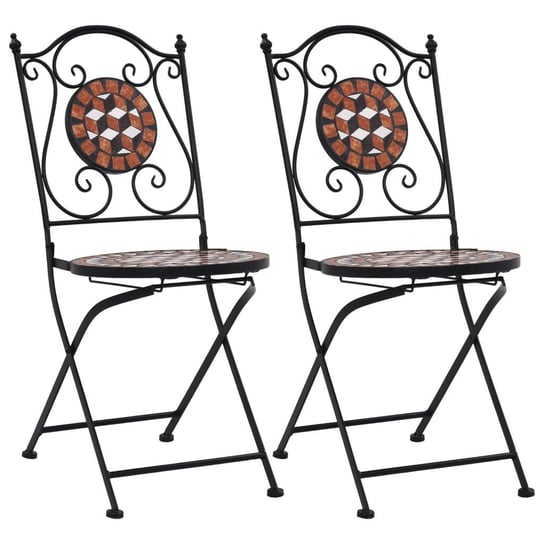 Mozaikowe krzesła bistro vidaXL, 2 szt, brązowe, ceramiczne vidaXL