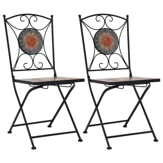 Mozaikowe krzesła bistro vidaXL, 2 szt, pomarańczowo-szare vidaXL