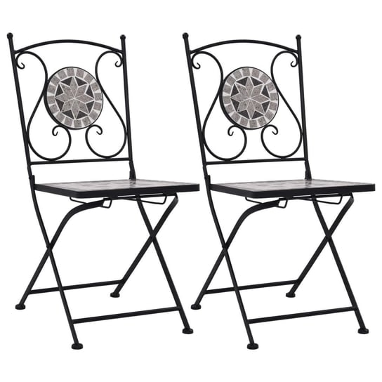 Mozaikowe krzesła bistro vidaXL, 2 szt, szare vidaXL
