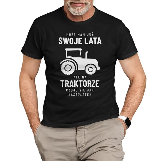 Może mam już swoje lata, ale na traktorze się jak nastolatek - męska koszulka na prezent dla rolnika Koszulkowy