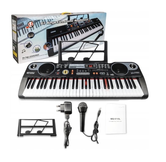 MQ 6115L keyboard edukacyjny podświetlane klawisze organy dla dzieci do nauki gry +mikrofon brak  danych