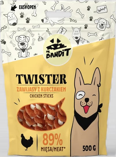 Mr. Bandit TWISTER Chicken Sticks / Zawijas z Kurczaka Przysmaki dla psa 500g MR. BANDIT