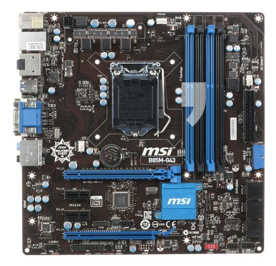 MSI B85M-G43 Intel B85 LGA 1150 (2xPCX/VGA/DZW/GLAN/SATA3/USB3/RAID/DDR3/CROSSFIRE) mATX MSI