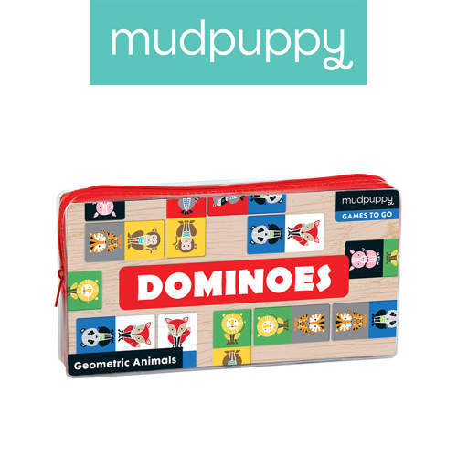 Mudpuppy - Gra Domino w podróżnym opakowaniu Geometryczne Zwierzęta Mudpuppy