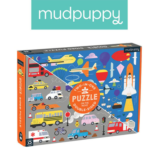 Mudpuppy, puzzle, dwustronne 2w1 Środki transportu, 100 el. Mudpuppy