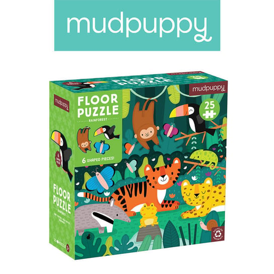 Mudpuppy, Puzzle podłogowe Las deszczowy z elementami specjalnymi, 25 elem. Mudpuppy