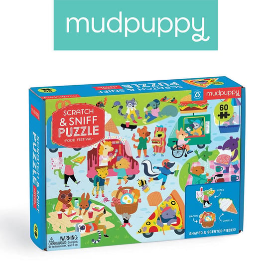 Mudpuppy, Puzzle sensoryczne z elementami zapachowymi Festiwal smaków, 60 elementów Mudpuppy