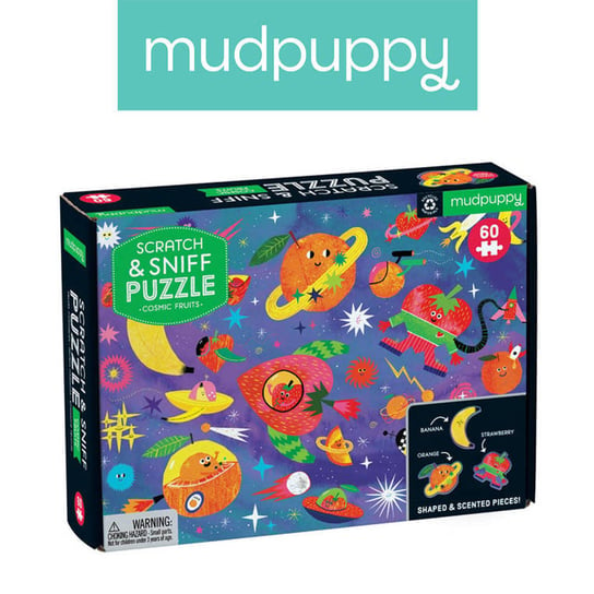 Mudpuppy, puzzle, sensoryczne z elementami zapachowymi Kosmiczne owoce, 60 el. Mudpuppy