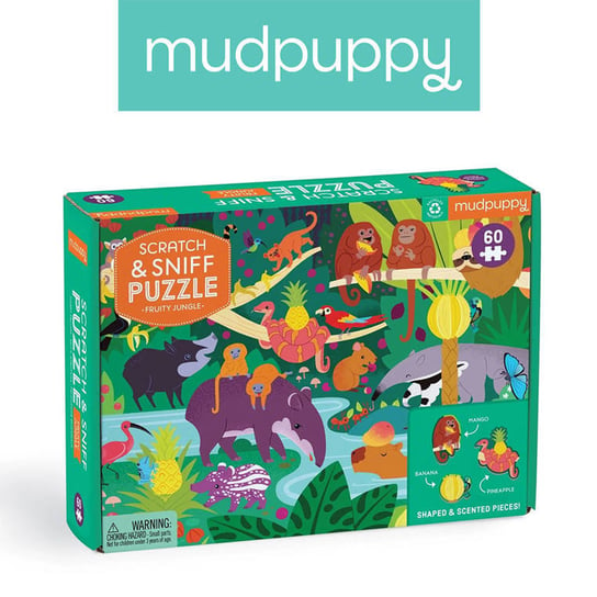 Mudpuppy, Puzzle sensoryczne z elementami zapachowymi Owocowa dżungla, 60 elementów Mudpuppy