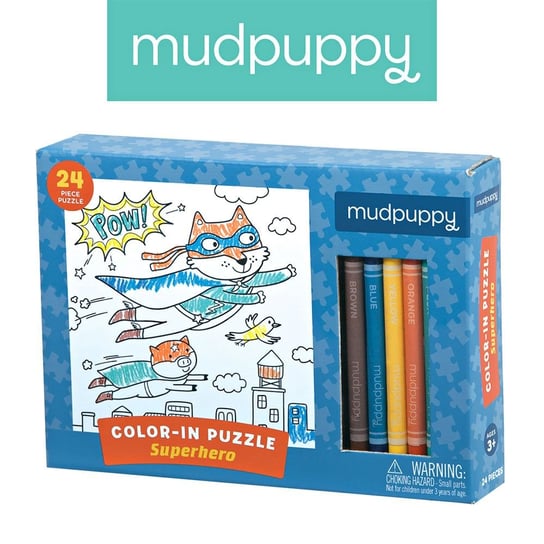 Mudpuppy, puzzle, Superbohaterowie, kolorowanka, 24 el. Mudpuppy