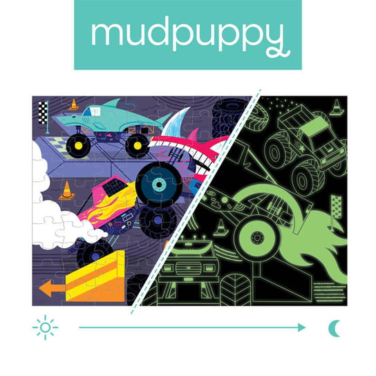 Mudpuppy, Puzzle świecące w ciemności, Monster trucki, 100 elementów Mudpuppy