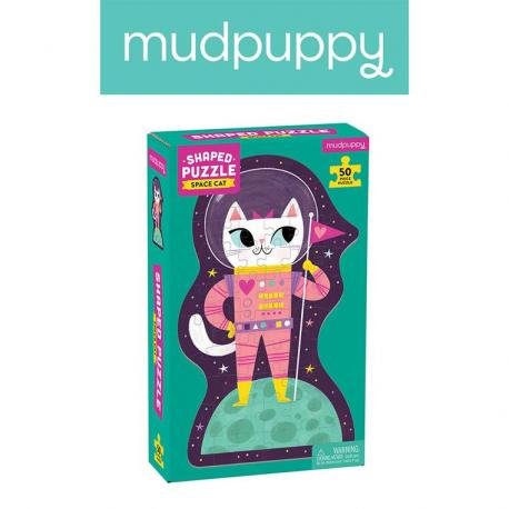 Mudpuppy, puzzle, w kształcie postaci Kotka w kosmosie, 50 el. Mudpuppy