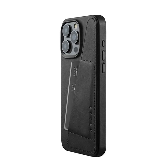Mujjo Full Leather Wallet Case - etui skórzane do iPhone 15 Pro Max kompatybilne z MagSafe (black) Mujjo