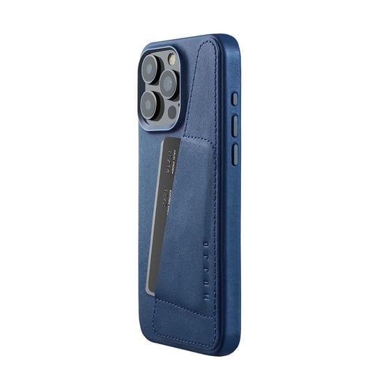 Mujjo Full Leather Wallet Case - etui skórzane do iPhone 15 Pro Max kompatybilne z MagSafe (monaco blue) Mujjo