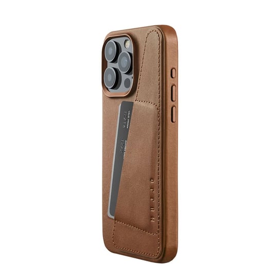 Mujjo Full Leather Wallet Case - etui skórzane do iPhone 15 Pro Max kompatybilne z MagSafe (tan) Mujjo