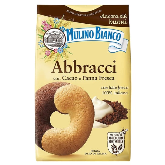 MULINO BIANCO Abbracci kruche, włoskie ciastka o maślano-kakaowym smaku 350g 1 paczka Mulino Bianco