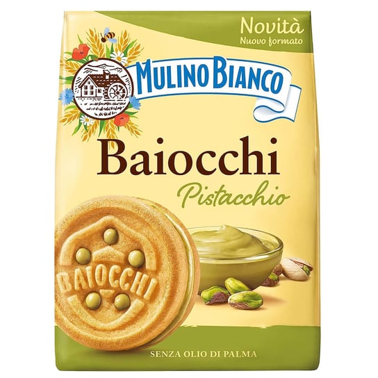 MULINO BIANCO Baiocchi - ciastka z nadzieniem pistacjowym 240g 12 paczek Mulino Bianco