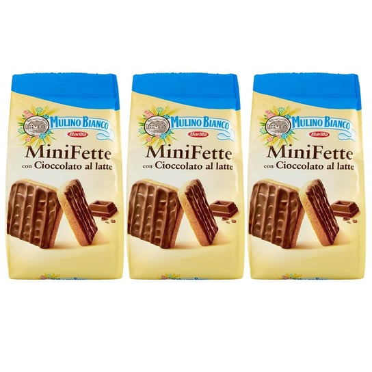 MULINO BIANCO Mini Fette - Włoskie, mini ciastka oblane mleczną czekoladą 110g 3 paczki Mulino Bianco
