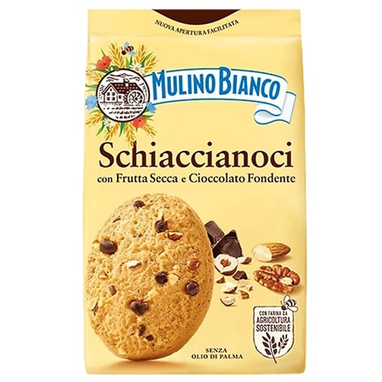 MULINO BIANCO Schiaccianoci - Włoskie ciastka z orzechami i gorzką czekoladą 300g 12 paczek Mulino Bianco