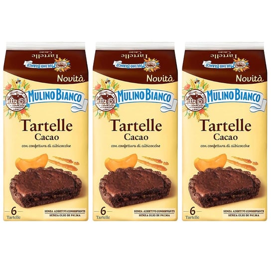 MULINO BIANCO Tartelle - Tartaletki kakaowe z nadzieniem morelowym 288g 3 paczki Mulino Bianco