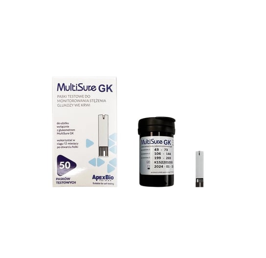 Multisure GK, Paski pomiaru stężenia glukozy we krwi, 50 szt. Multisure GK