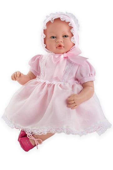 Muñecas Guca, lalka bobas dziewczynka Vera w różowej sukience, 46 cm, MG10056 Muñecas Guca