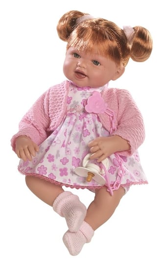 Muñecas Guca, lalka hiszpańska dziewczynka Brenda ruda w różowym sweterku, 38 cm, MG531 Muñecas Guca