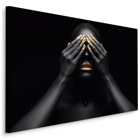 Muralo, Obraz kobiety, czarno-złoty, wymiary 120x80 cm Muralo