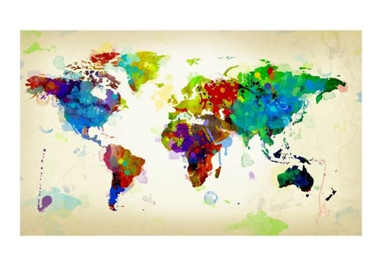 Murando, Fototapeta, Paint splashes map of the World, 450x270 cm Murando