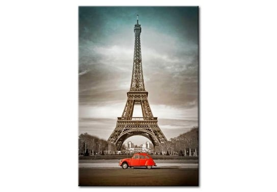 Murando, Obraz, Czerwony samochód i Paryż, 60x90 cm Murando