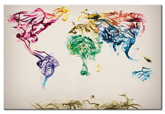 Murando, Obraz, Mapa świata - barwne smugi dymu, 40x27 cm Murando