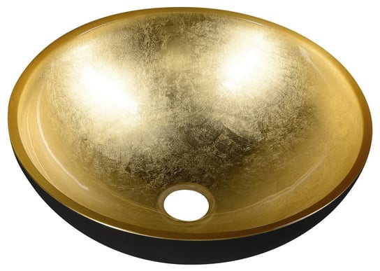 MURANO BLACK-GOLD umywalka szklana nablatowa, średnica 40cm, złoto/czarny Inna marka