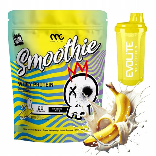 MUSCLE CLINIC SMOOTHIE WHEY 600g WPC PYSZNE BIAŁKO BANAN SHAKER Muscle Clinic