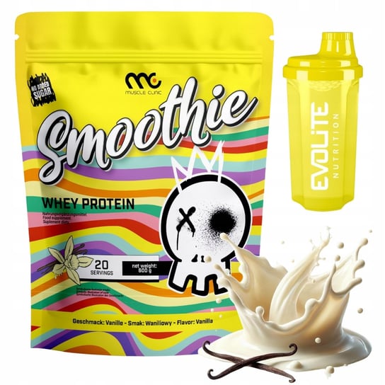 MUSCLE CLINIC SMOOTHIE WHEY 600g WPC PYSZNE BIAŁKO WANILIA SHAKER Muscle Clinic
