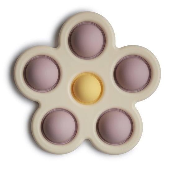 Mushie, Kwiatek Press Toy Soft Lilac/Pale Daffodil/Ivory Mushie