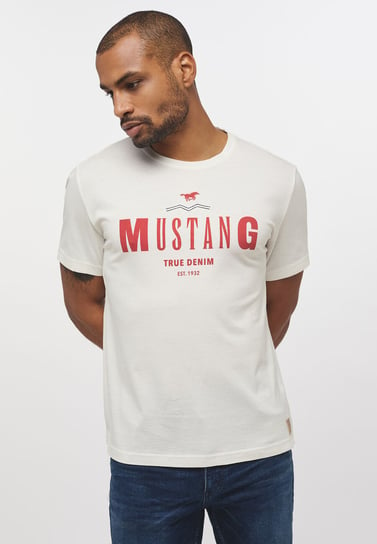 Mustang Alex C Print Męski T-Shirt Koszulka Logo Nadruk Cloud Dancer 1012122 2020-3Xl Inna marka